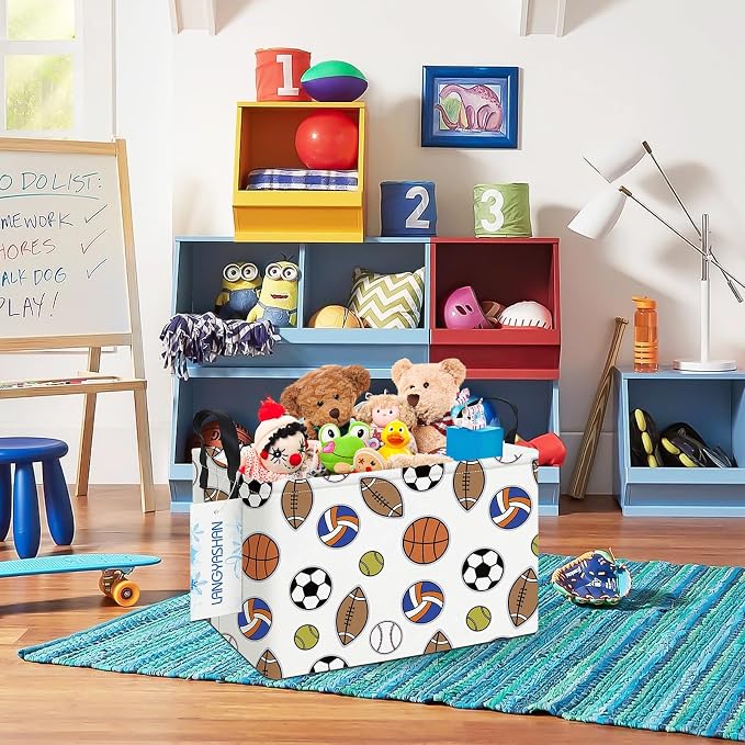 LANGYASHAN Rectangular Storage Bin Collapse Canvas Fabric Cartoon Storage Basket - Image 5