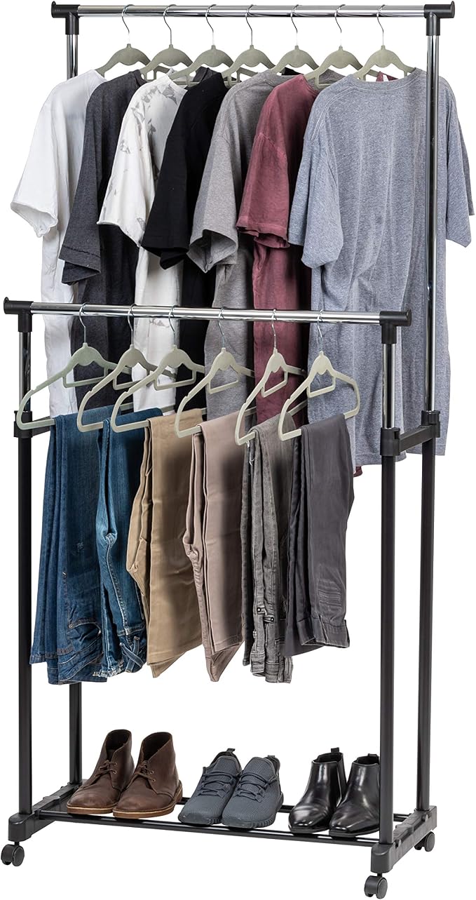 IRIS USA Clothes Rack, Portable Double-Rod Height Adjustable by IRISUSA