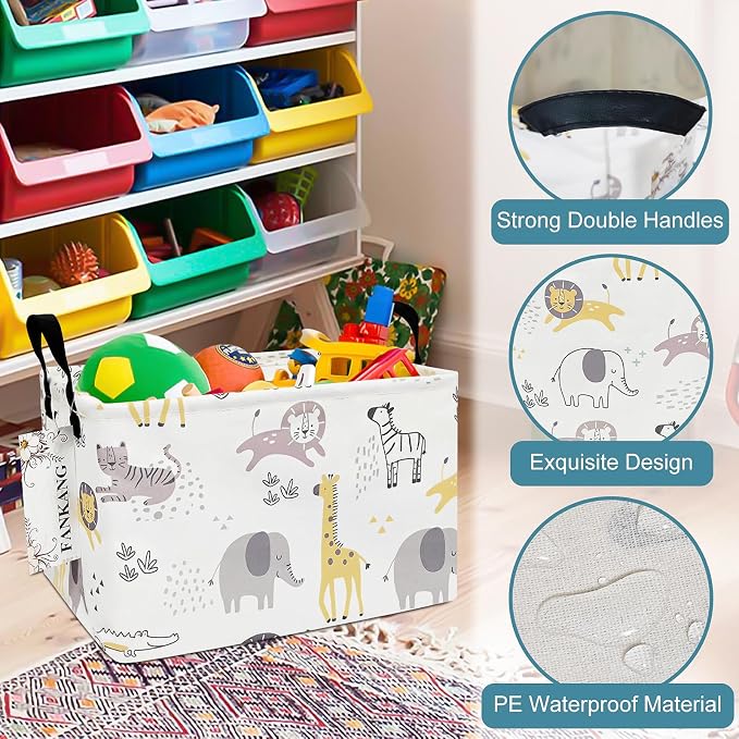 FANKANG Storage Bins, Nursery Hamper Canvas Laundry Basket Foldable - Image 7