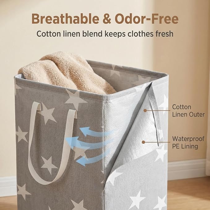 Laundry Basket, Large Clothes Hamper Collapsible, Free-Standing - Image 3