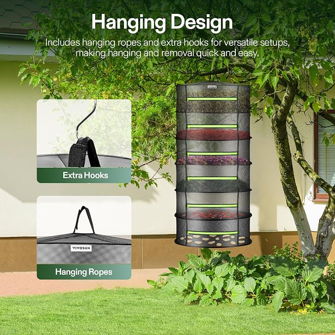 VIVOSUN 6-Layer Mesh Drying Rack Hanging Design - Image 3