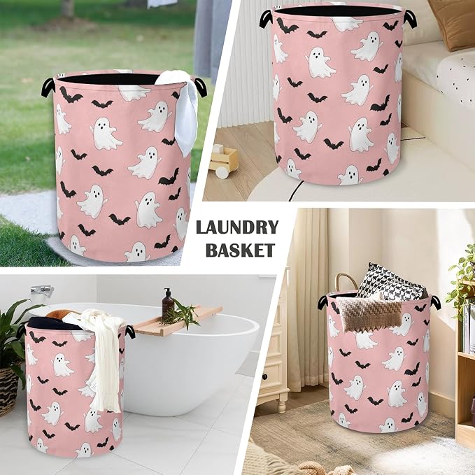 Bat Ghost Laundry Basket, Halloween Foldable Oxford Cloth Tote Bag Laundry - Image 4