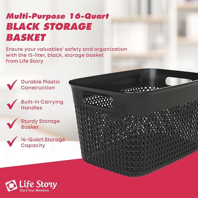 Life Story 16 Quart Decorative Storage Basket, Large Plastic Home Organizer - Image 2