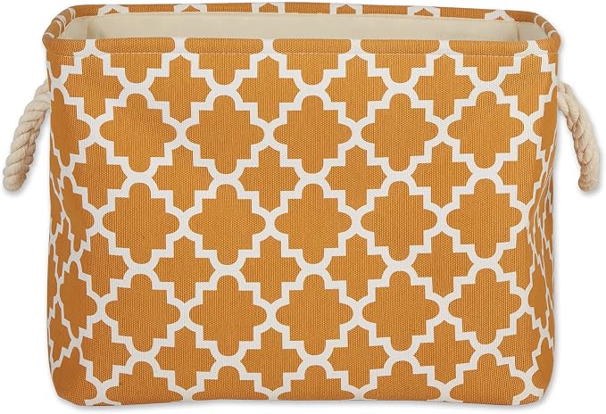 DII Polyester Container with Handles, Lattice Storage Bin, Pumpkin Spice - Image 2