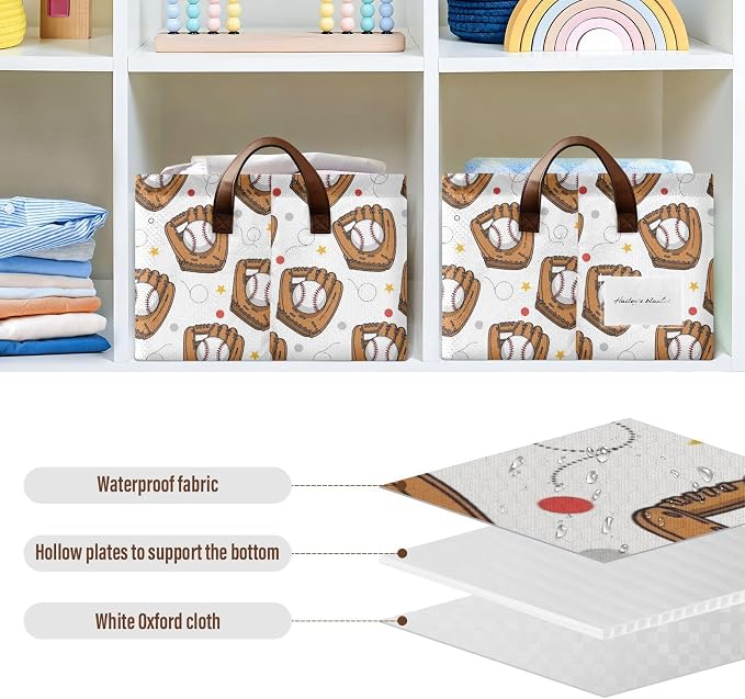 Gloves Baseballs White Pattern Foldable Storage Baskets - Image 6