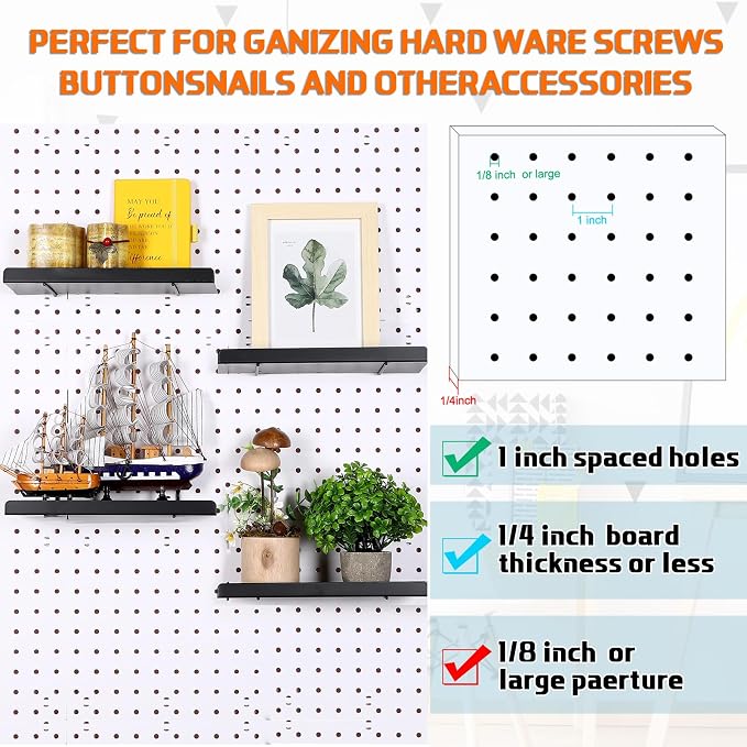 4 Pcs Pegboard Shelves Wall Organizer Brackets Pegboard Steel Tray Accessories - Image 3