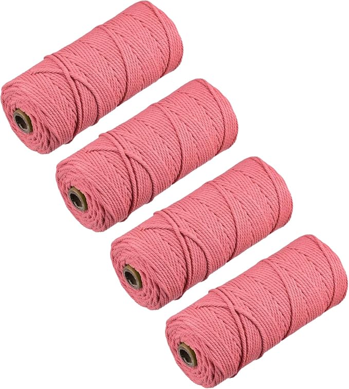 MECCANIXITY 4 Pcs Cotton Rope 4 Strand Twisted Braided Rope Cord, Bright Red by MECCANIXITY