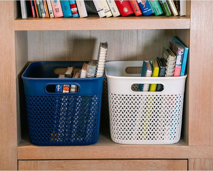 Life Story 4 Pack Large Storage Basket, Decorative Plastic Home Organizer - Image 5