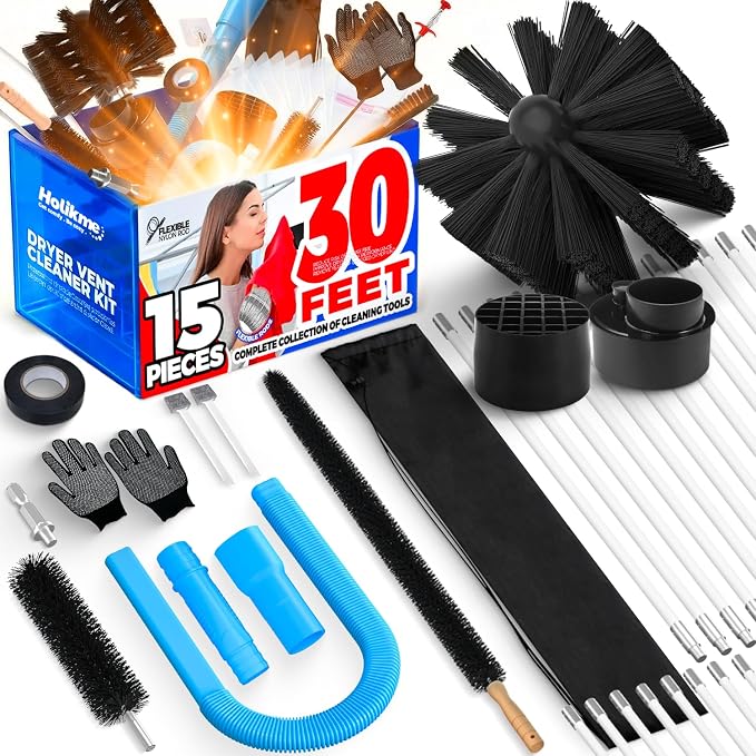 Holikme Dryer Vent Cleaner Kit, Include 30Feet Dryer Vent Cleaning Brush by Holikme