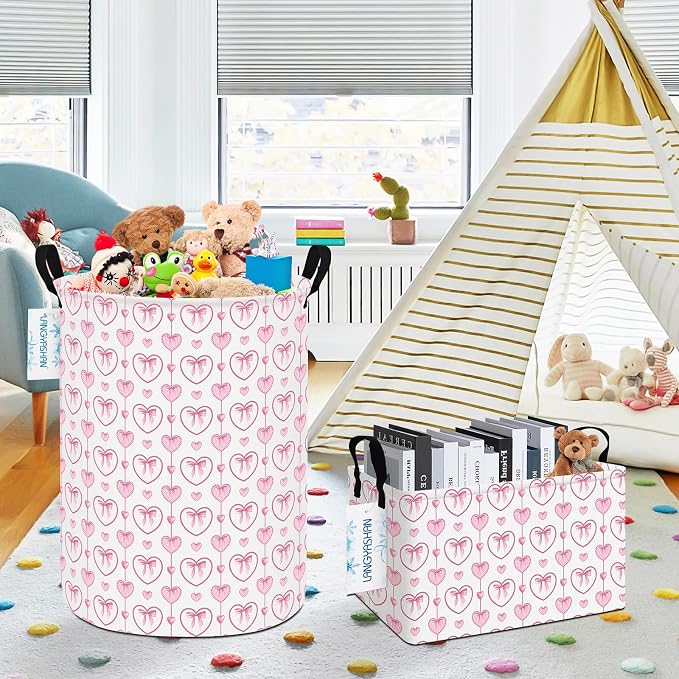 LANGYASHAN Rectangular Storage Bin Collapse Canvas Fabric Cartoon Storage Basket - Image 7
