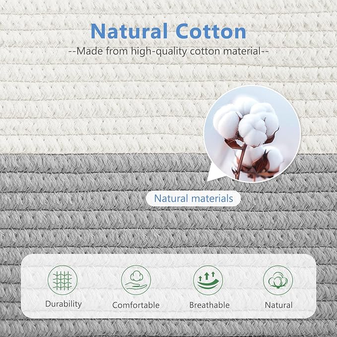 Cotton Rope Storage Baskets, Foldable Storage Bins, Decorative Woven Basket - Image 3