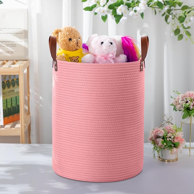 80L Large Rope Basket, Woven Rope Storage Basket - Image 4