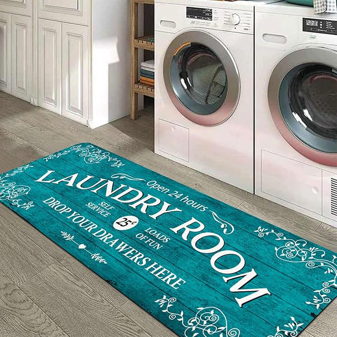Lahome Remi Farmhouse Laundry Room Rug Runner 20"x59" Laundry Rugs and Mats by Lahome