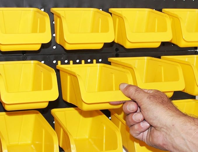 WALLPEG 36 Pack Pegboard Bin Kit – 18 Medium & 18 Large Yellow Peg Board - Image 5