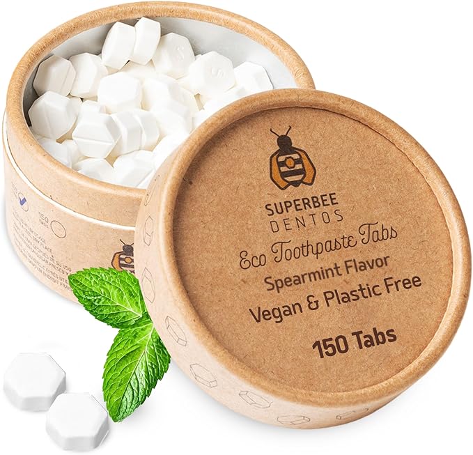 SuperBee Dentos Toothpaste Tablets, 150 Tabs, Fluoride Free & Eco Friendly by SuperBee