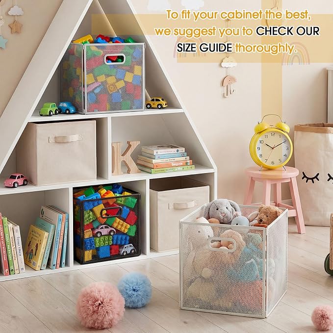 Sawysine 6 Pack Foldable Metal Cube Storage Baskets 13x13in Cube Storage Bins - Image 5
