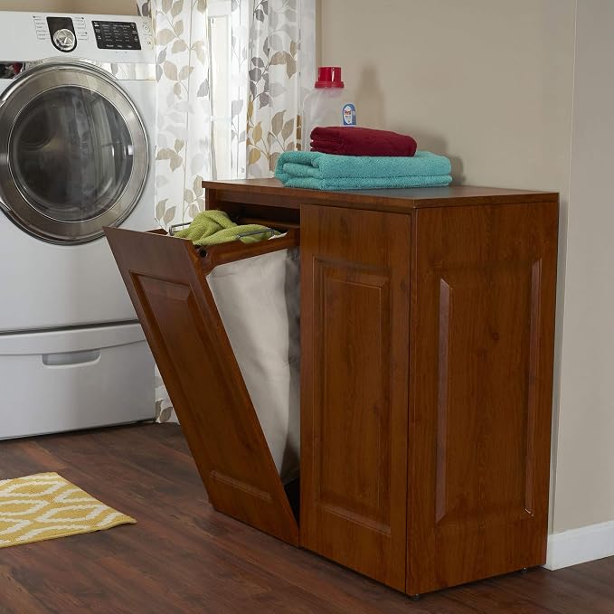 Household Essentials Double Hamper Cabinet, Metal Exterior and Removable - Image 7