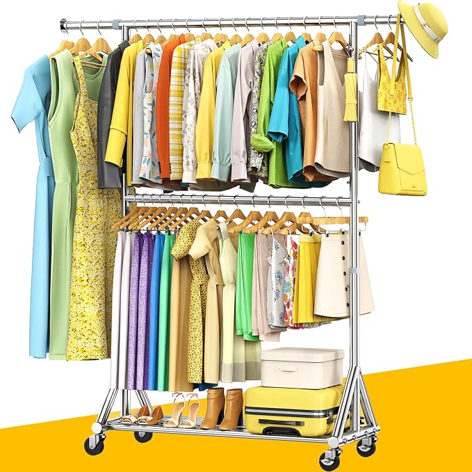 100% Stainless Steel Heavy Duty Clothes Rack Load 860LBS, Adjustable Height - Image 2