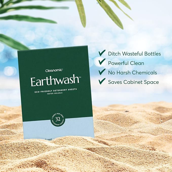 Earthwash Laundry Detergent Sheets 160 Ocean Breeze Sustainable Sanitizer Strips - Image 3