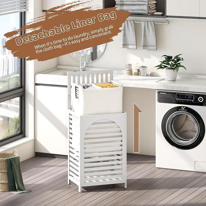 FILWH Laundry Hamper with Lid Large Bamboo Laundry Bin Basket 85L Clothes - Image 7