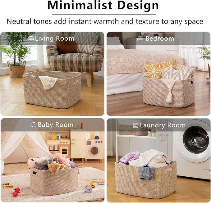 OIAHOMY 75L Large Woven Cotton Rope Storage Basket - Image 6
