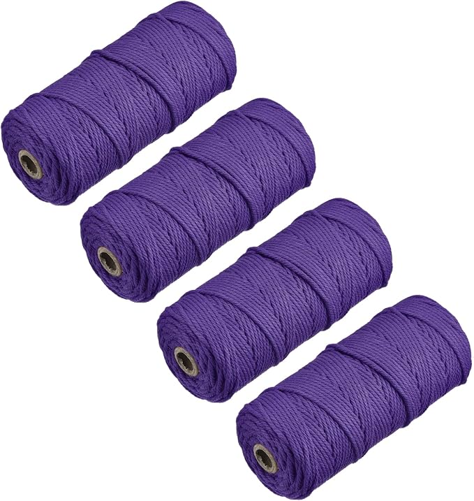 MECCANIXITY 4 Pcs Cotton Rope 4 Strand Twisted Braided Rope Cord, Deep Purple by MECCANIXITY