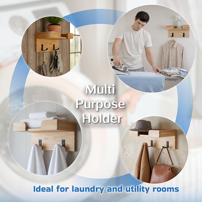 Solid Wood Ironing Board Hanger Wall Mount - Image 7