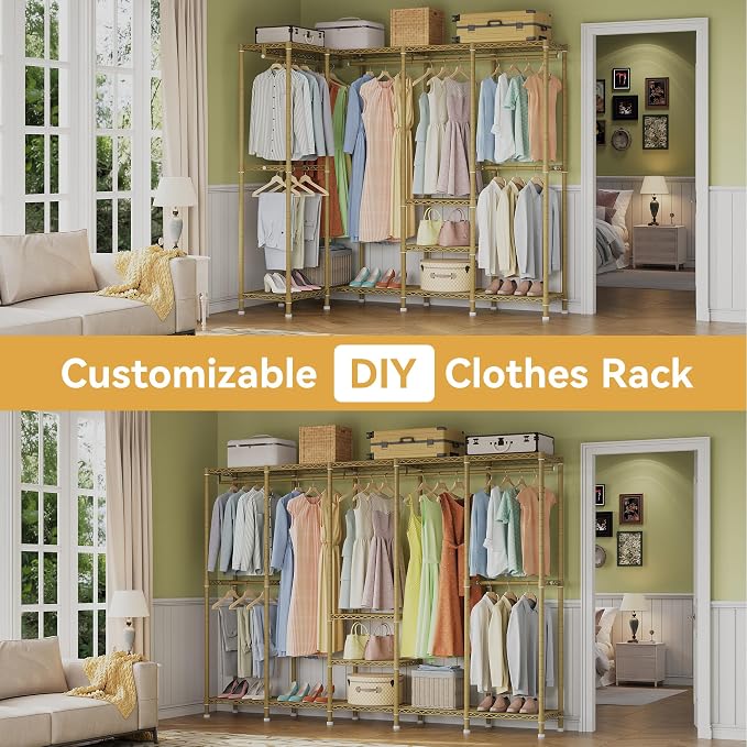 H5 Large Wire Garment Rack, Heavy Duty Clothes Racks, Wardrobe Closet Rack - Image 3