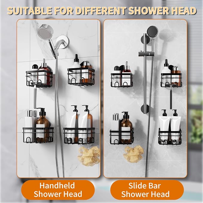 KEGII Suction Cup Shower Caddy 4 Pack, Universal Fit - Image 3