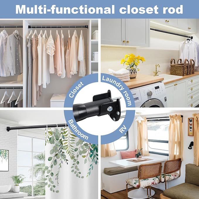 Closet Rods For Hanging Clothes, 17-159 Inches Stepless Spring Adjustable - Image 8