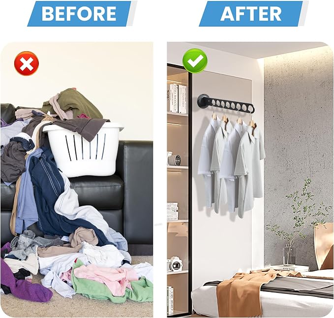 Clothing Racks for Hanging Clothes, Garment Racks Wall Mounted Clothes - Image 7