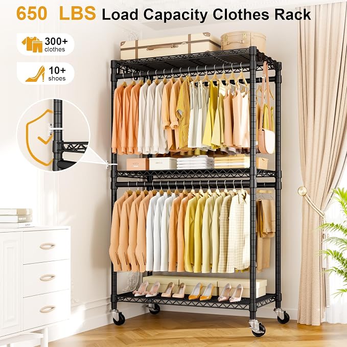 P5 Rolling Clothes Rack Heavy Duty, Clothing Racks - Image 2