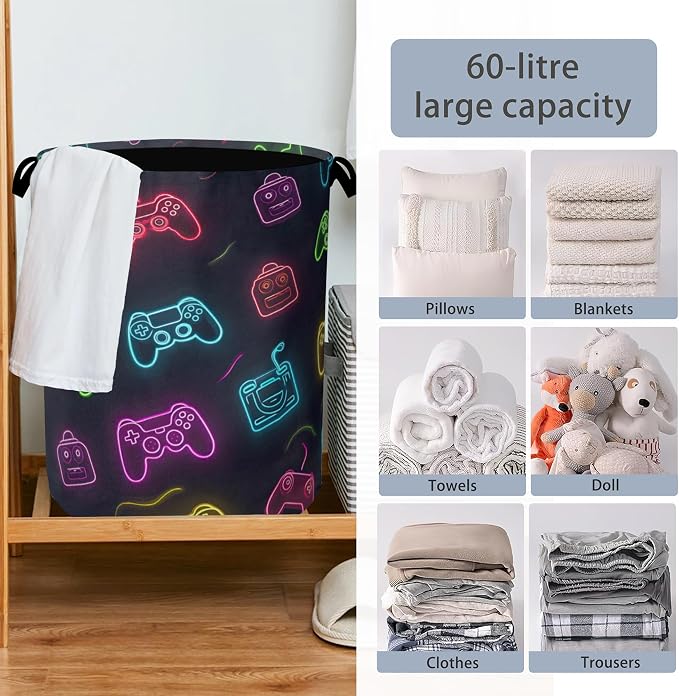 Gamepad Laundry Basket, Foldable Oxford Cloth Tote Bag Laundry Hamper Clothes - Image 6