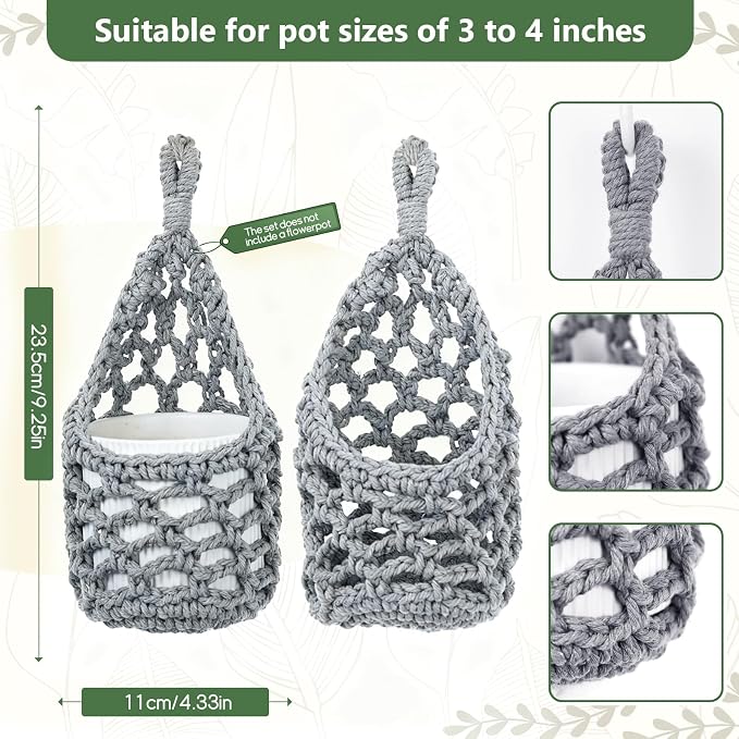 Macrame Wall Plant Hanger, Hanging Planter Basket Holder, Wall Planters - Image 3