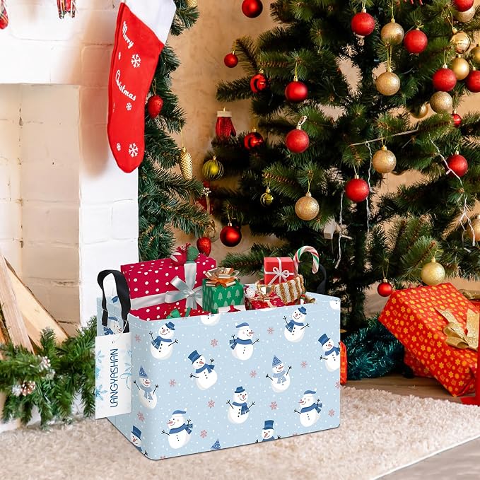 LANGYASHAN Rectangular Christmas Snowman Storage Basket - Image 4