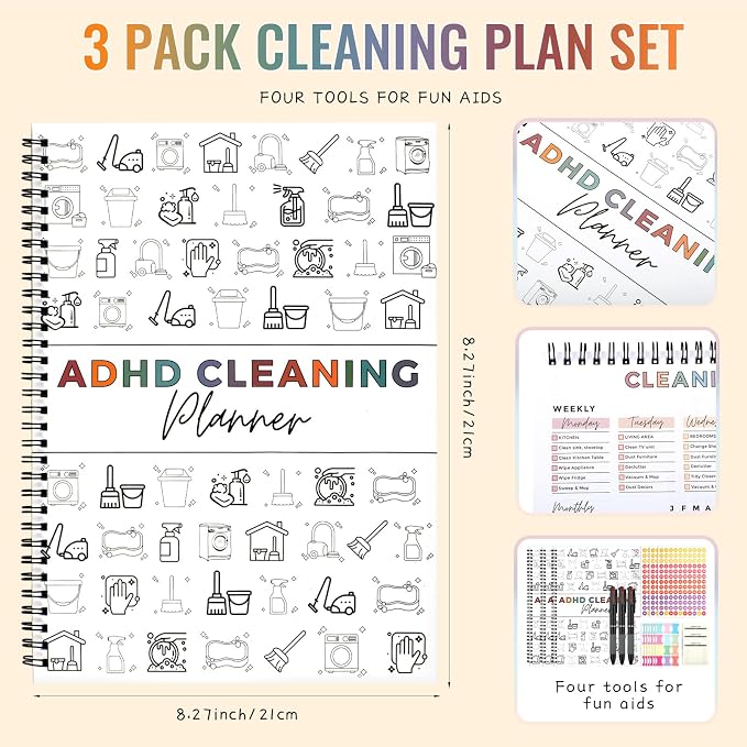 3 Pack Planner Set, Cleaning Schedule and Checklist Organizer Notebook Daily - Image 2