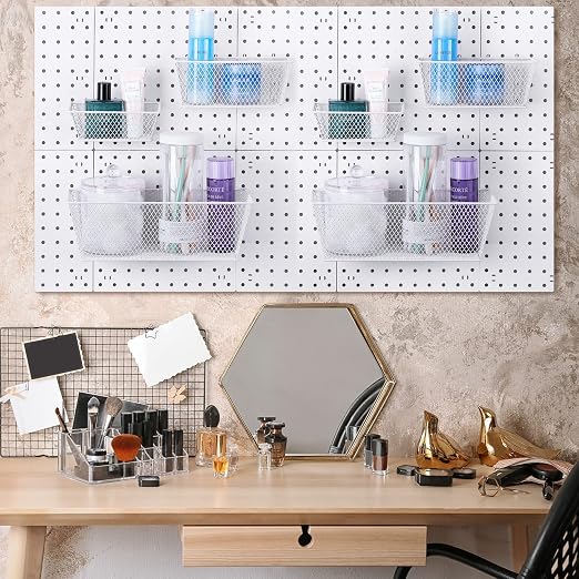 6 Pieces Pegboard Baskets Wall Mount Wire Peg Board Baskets 3 Sizes Pegboard - Image 6