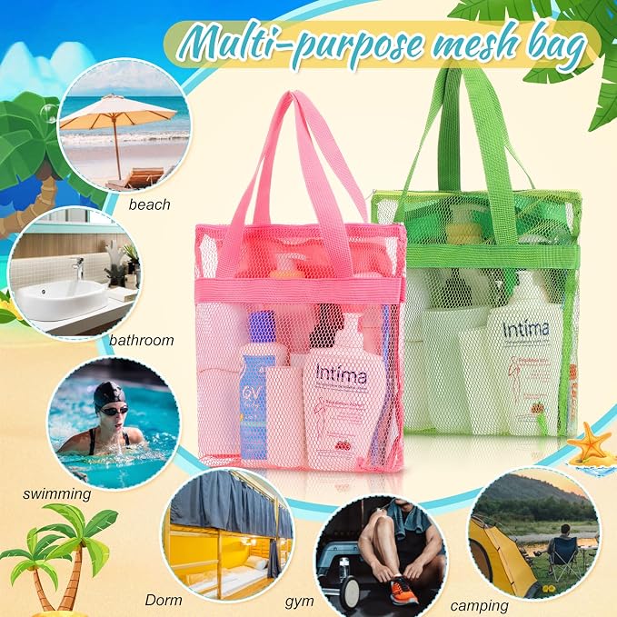 6 Pcs Mesh Shower Caddy Bag Portable Shower Bag - Image 3