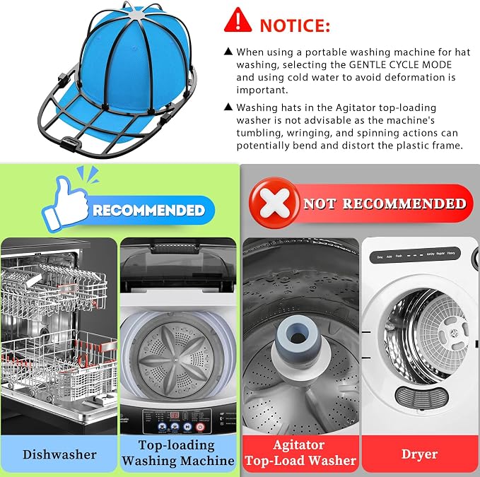 2 Pack Hat Washer Cage for Washing Machine Baseball Cap Washer for Dishwasher - Image 5