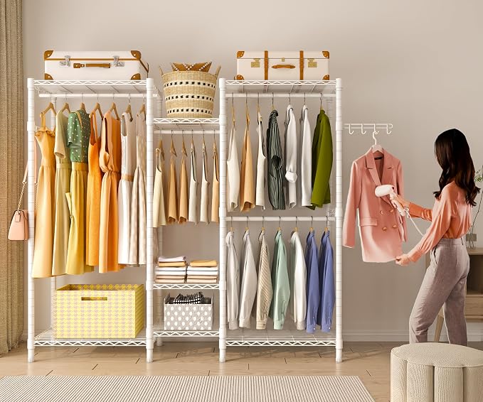Heavy Duty Garment Rack, Portable Wardrobe Clothes Rack Freestanding Adjustable - Image 5