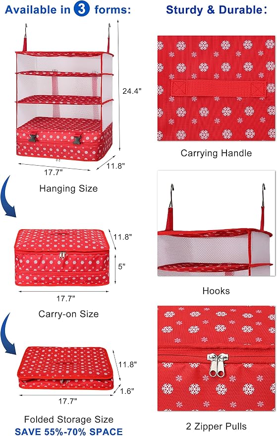 ELEZAY Hanging Packing Cubes Portable Travel Closet Collapsible Compression - Image 3