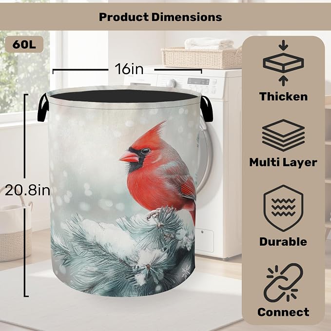 Red Cardinal Foldable Laundry Hamper - Image 2