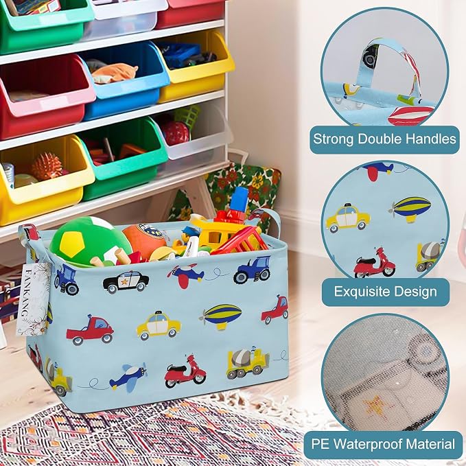 FANKANG Storage Basket, Nursery Hamper Canvas Laundry Basket Foldable - Image 6