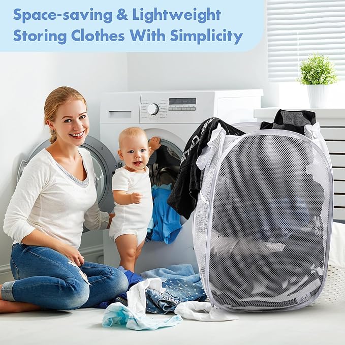 DUCOO Pop Up Hamper, Foldable Mesh Laundry Basket - Image 6