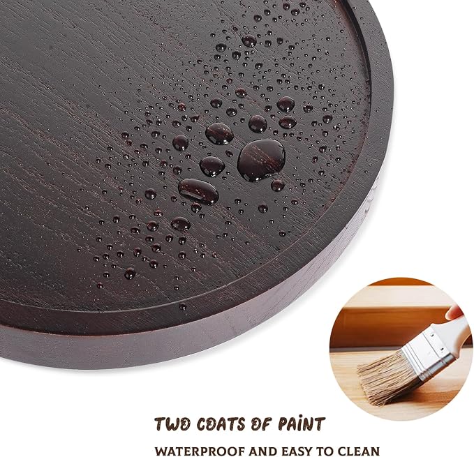 Round Decorative Tray Wood Bathroom Counter Organizer Farmhouse Kitchen Decor - Image 5