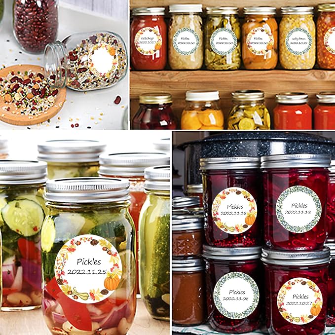 2 Inch Fruit Wreath for Writing 500 Pcs 2 Designs White Stickers for Canning - Image 4