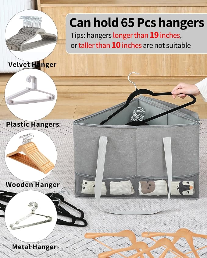 2 Pack Rigid Hanger Organizer, Triangle Storage Bin - Image 2