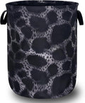 Grey Black Leopard Print Laundry Basket Foldable Animal Leopard Laundry Hamper by SELIONLIKN