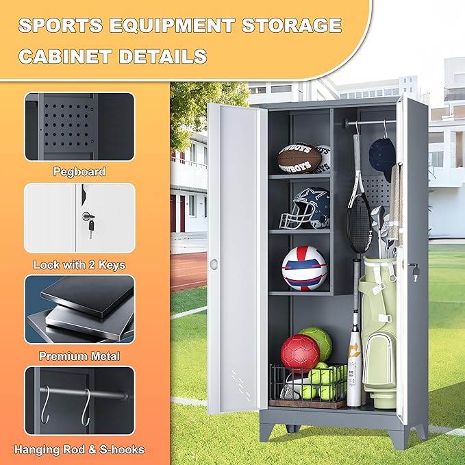 Broom Closet Storage Cabinet, Metal Garage Storage Cabinet - Image 5