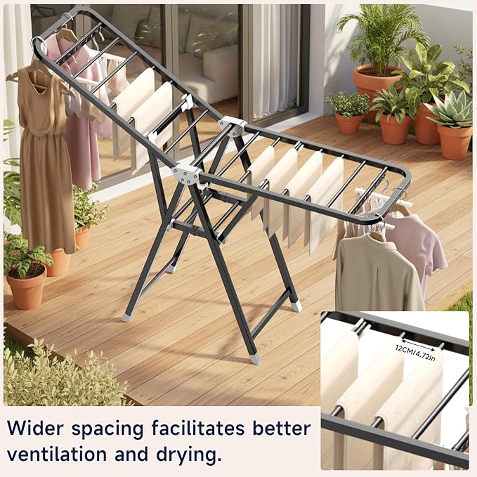 MIKEE Clothes Drying Rack, Foldable Laundry Drying Rack - Image 7